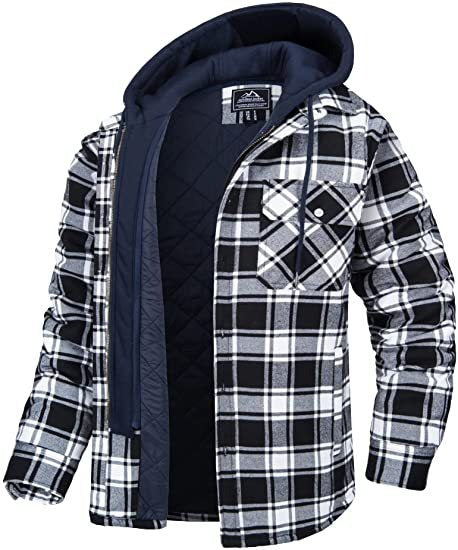 Heavy Cotton Plaid Print Male Zip Trucker Jacket (6 colors)