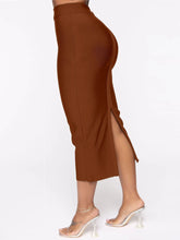 Cargar imagen en el visor de la galería, Brown High Waist Split Bandage Bodycon Midi Skirt