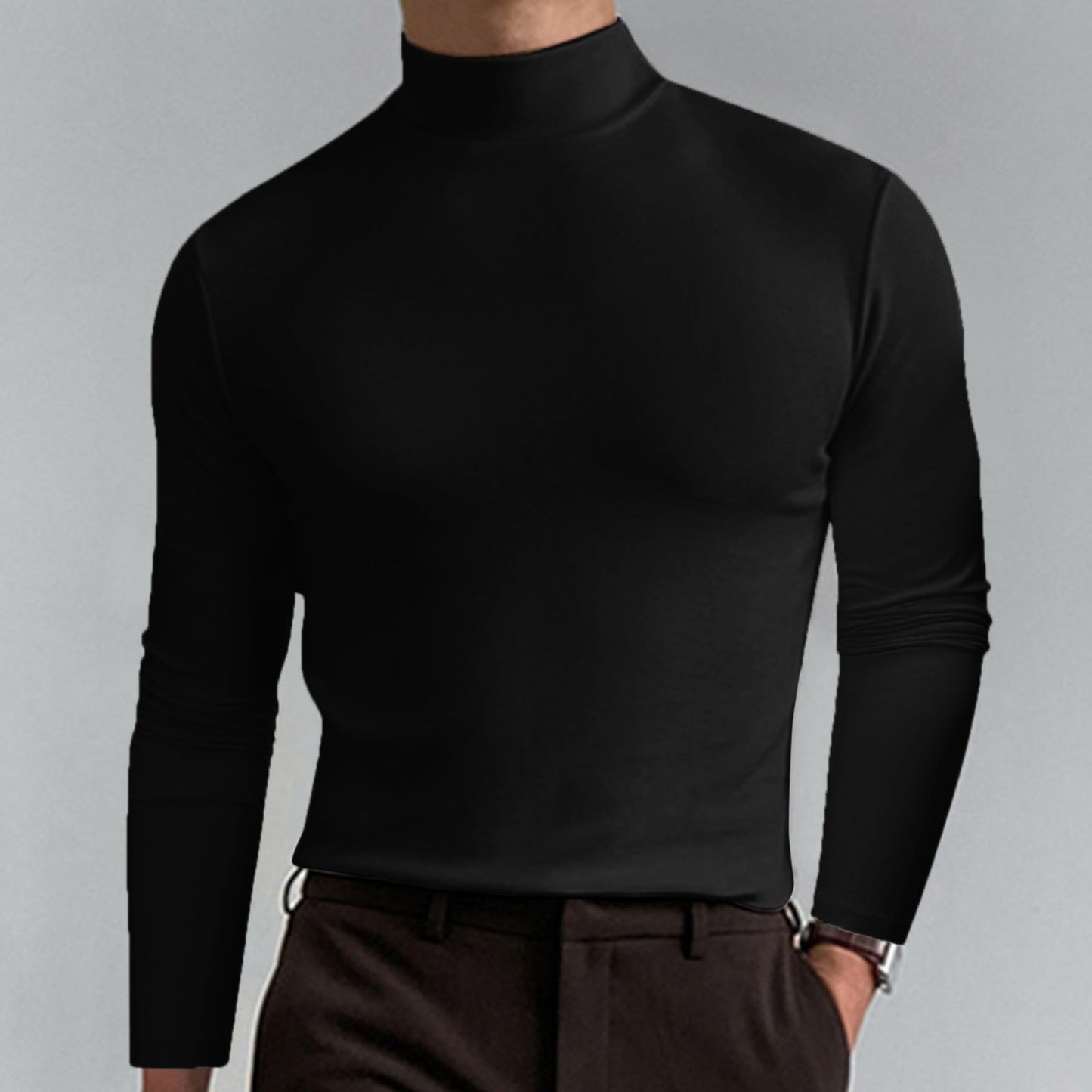 Mock Neck Slim Fit Long Sleeve Sweatshirt for Men (12 colors)