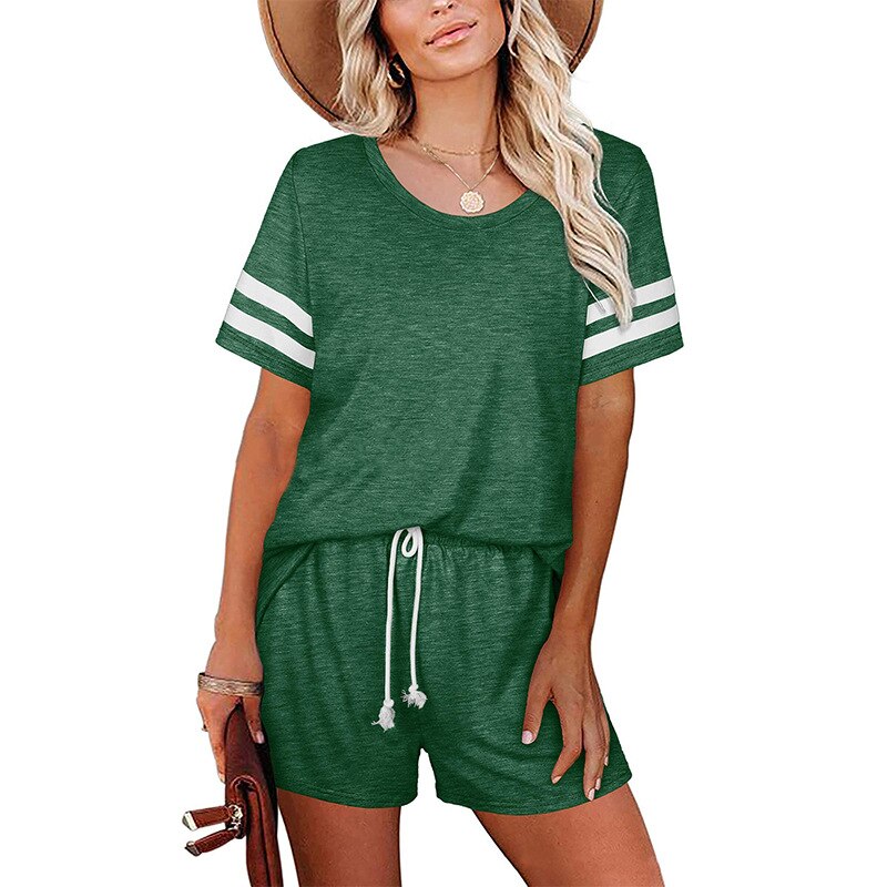 Striped Short Sleeve T-shirt and Pocket Shorts Set