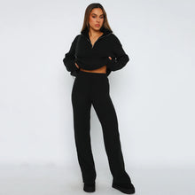 Cargar imagen en el visor de la galería, Solid Color Quarter Zip Knit Sweatsuit (3 colors)