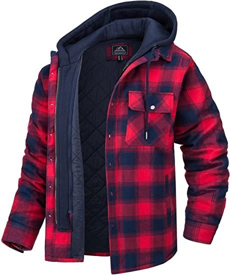 Heavy Cotton Plaid Print Male Zip Trucker Jacket (6 colors)