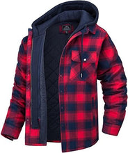 Load image into Gallery viewer, Heavy Cotton Plaid Print Full Zip Male Hoodie (6 colors)
