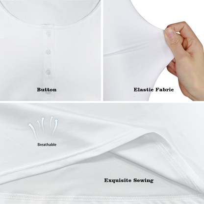 Floral Embosses: Roses 03-02 "Apricot Bloom Essential" Contrast Three-Quarter Sleeve Henley Tunic