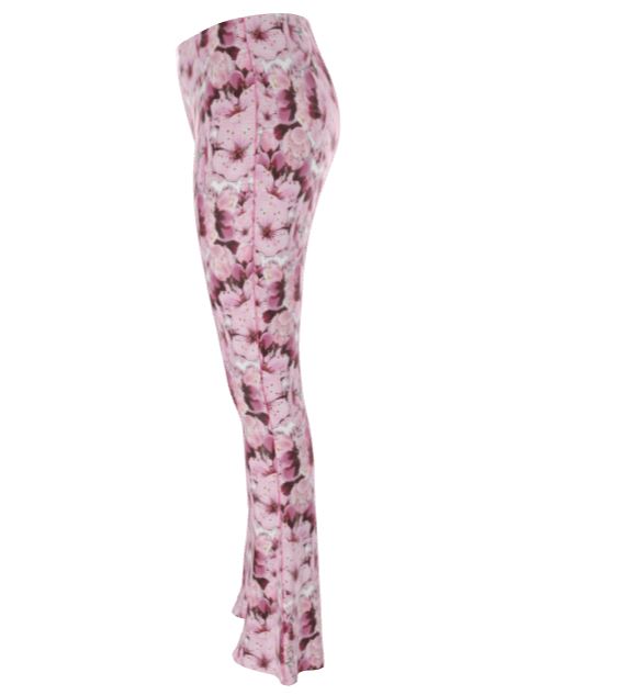 TRP Floral Print 01: Cherry Blossoms 01 High Waisted Flared Leggings