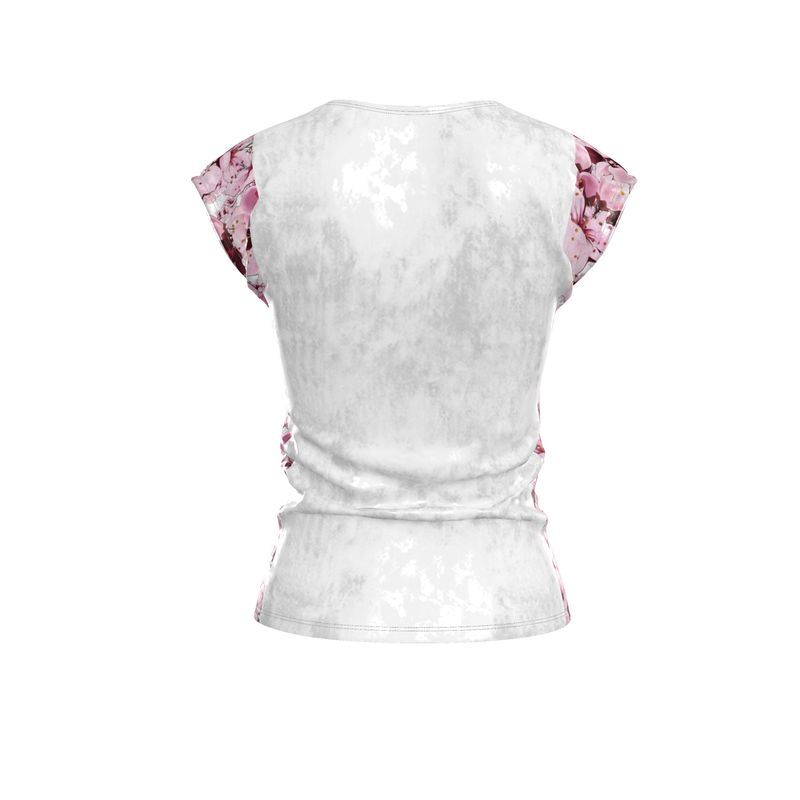 TRP Floral Print 01: Cherry Blossoms 01 Designer Loose Fit Cap Sleeve T-shirt
