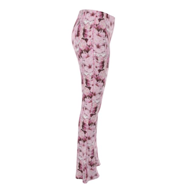 TRP Floral Print 01: Cherry Blossoms 01 High Waisted Flared Leggings
