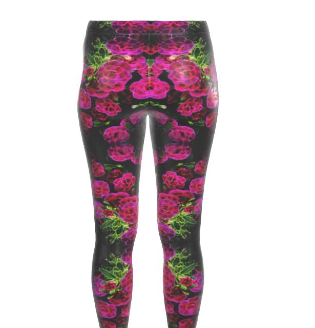 Floral Embosses: Roses 02-01 Designer Cindy High Waist Leggings