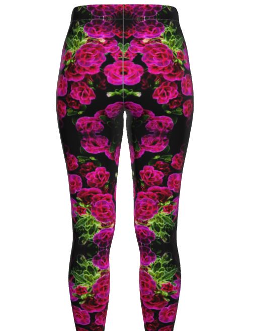 Floral Embosses: Roses 02-01 Designer Cindy High Waist Leggings