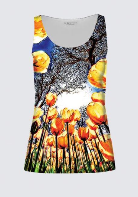 Floral Embosses: Tulip Daydream 01 Designer Tilda Tank Top