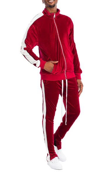 Men 's Solid Color Velour Tracksuit (4 colors)