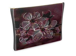 Floral Embosses: Pictorial Cherry Blossoms 01-04 Designer Leather Clutch Bag