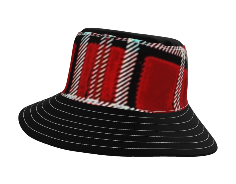 TRP Twisted Patterns 06: Digital Plaid 01-05A Sombrero de cubo de ala ancha de diseñador 