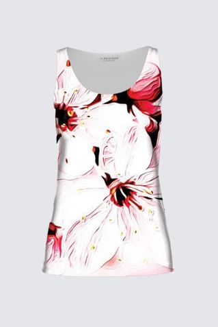 Floral Embosses: Pictorial Cherry Blossoms 01-02 Designer Tilda Tank Top