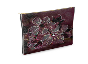 Floral Embosses: Pictorial Cherry Blossoms 01-04 Designer Leather Clutch Bag