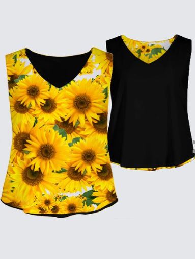 TRP Floral Print 04 Designer Kaplan Reversible Tank Top (Plus Size)