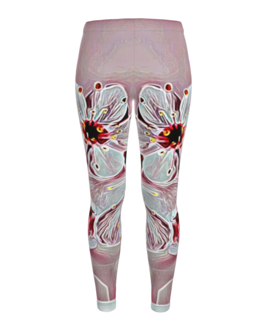 Floral Embosses: Pictorial Cherry Blossoms 01-03 Designer Cindy High Waist Leggings