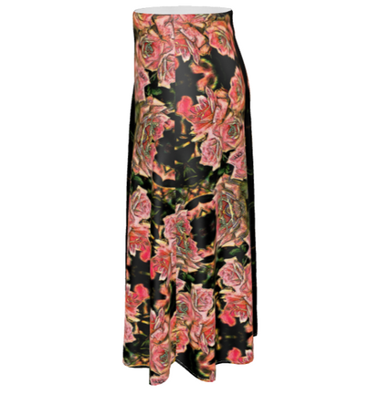 Floral Embosses: Roses 06-01 Designer A-line Pleated Midi Skirt