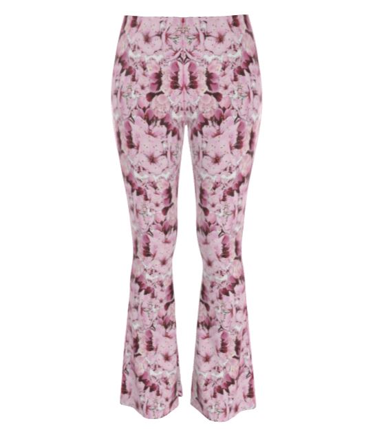 TRP Floral Print 01: Cherry Blossoms 01 High Waisted Flared Leggings