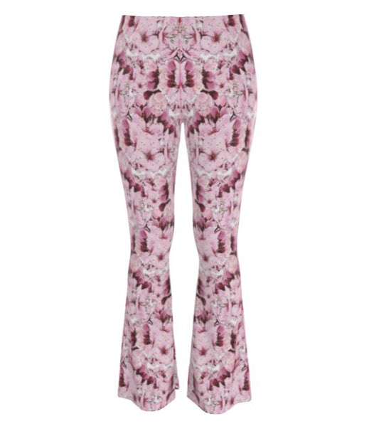 TRP Floral Print 01: Cherry Blossoms 01 High Waisted Flared Leggings