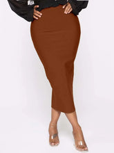 Load image into Gallery viewer, Brown High Waist Split Bandage Bodycon Midi Skirt