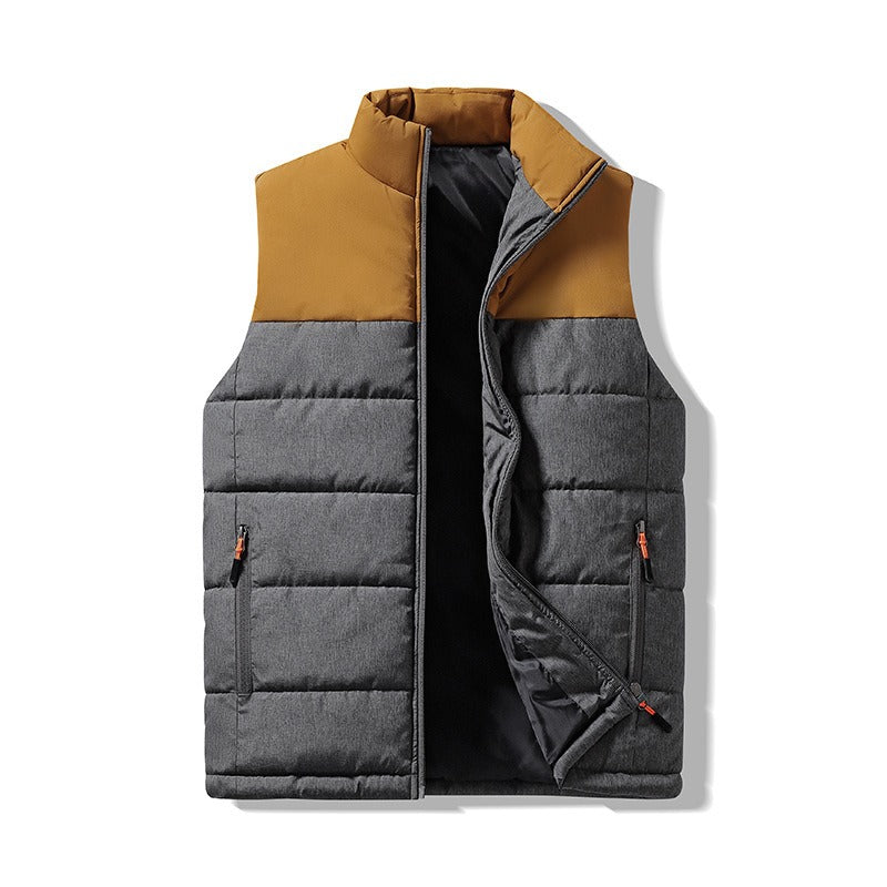 Thickened Color Block Stand Collar Cotton Puffer Vest for Men (3 colors)