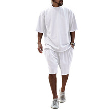 Cargar imagen en el visor de la galería, Two Piece Short Sleeve T-shirt and Shorts Set for Men (8 colors)