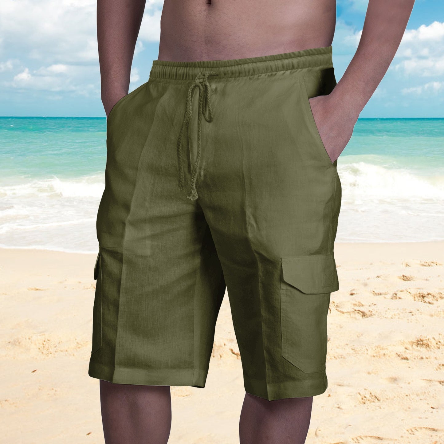 Men's Drawstring Elastic Waist Cargo Board Shorts (6 colors)