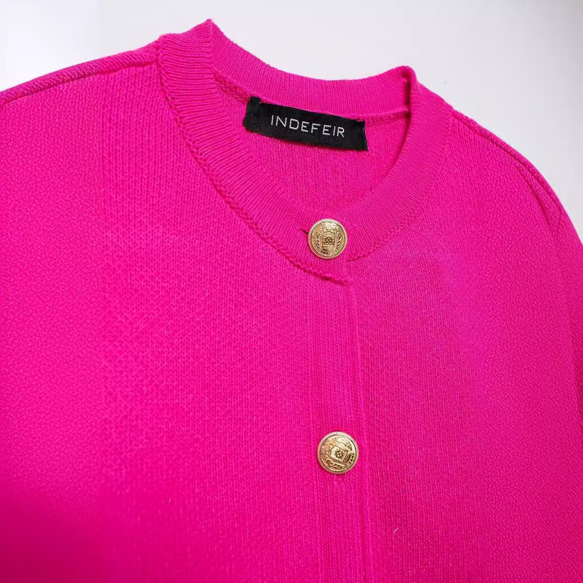 Pink Short Sleeve Knit V-neck Blouse