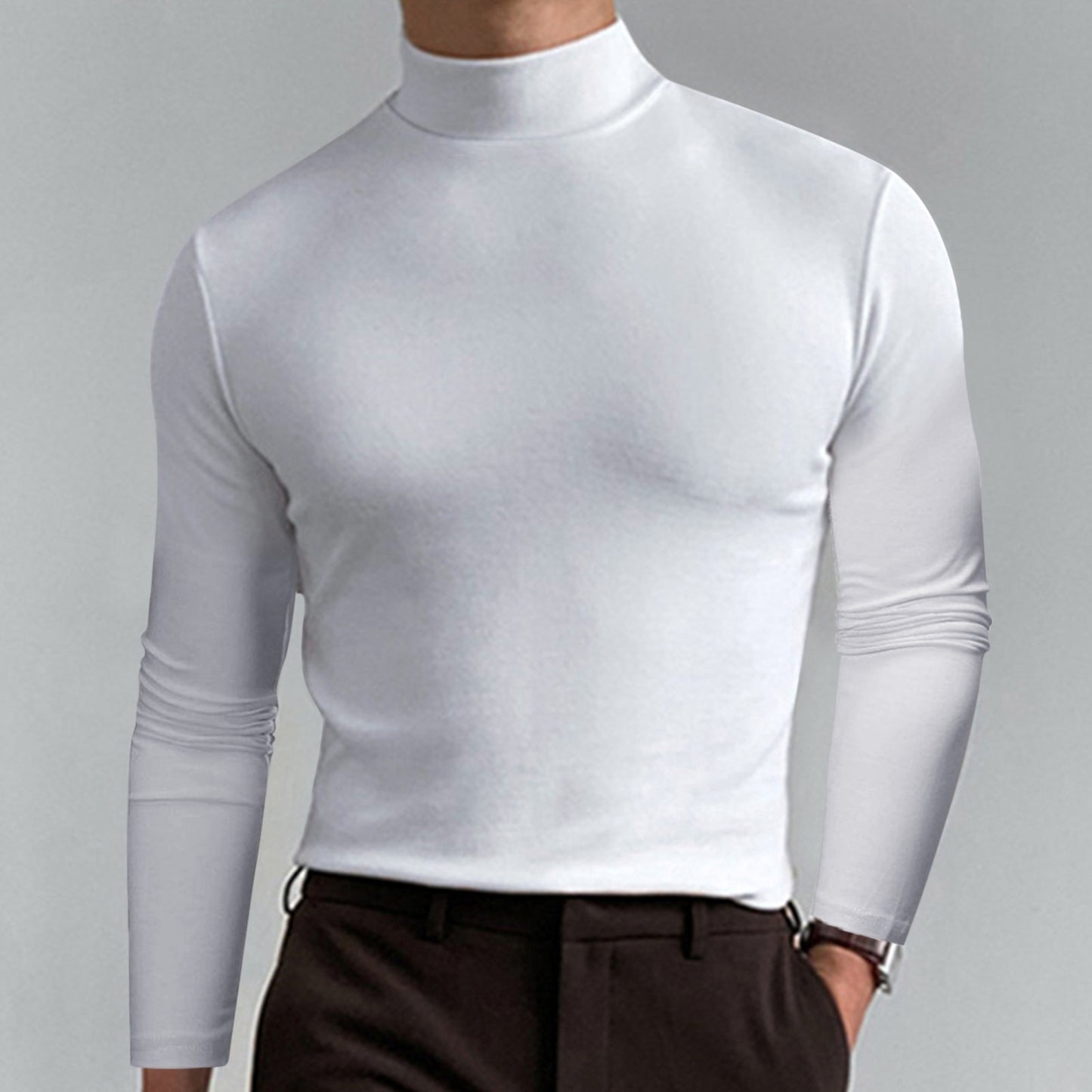 Mock Neck Slim Fit Long Sleeve Sweatshirt for Men (12 colors)