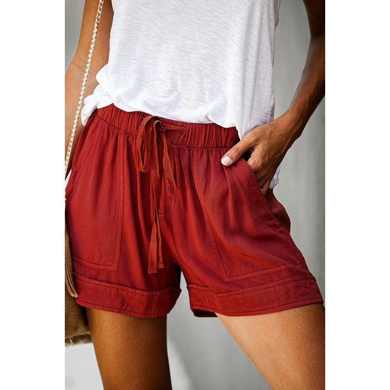 Elastic High Waist Drawstring Casual Shorts (12 colors)