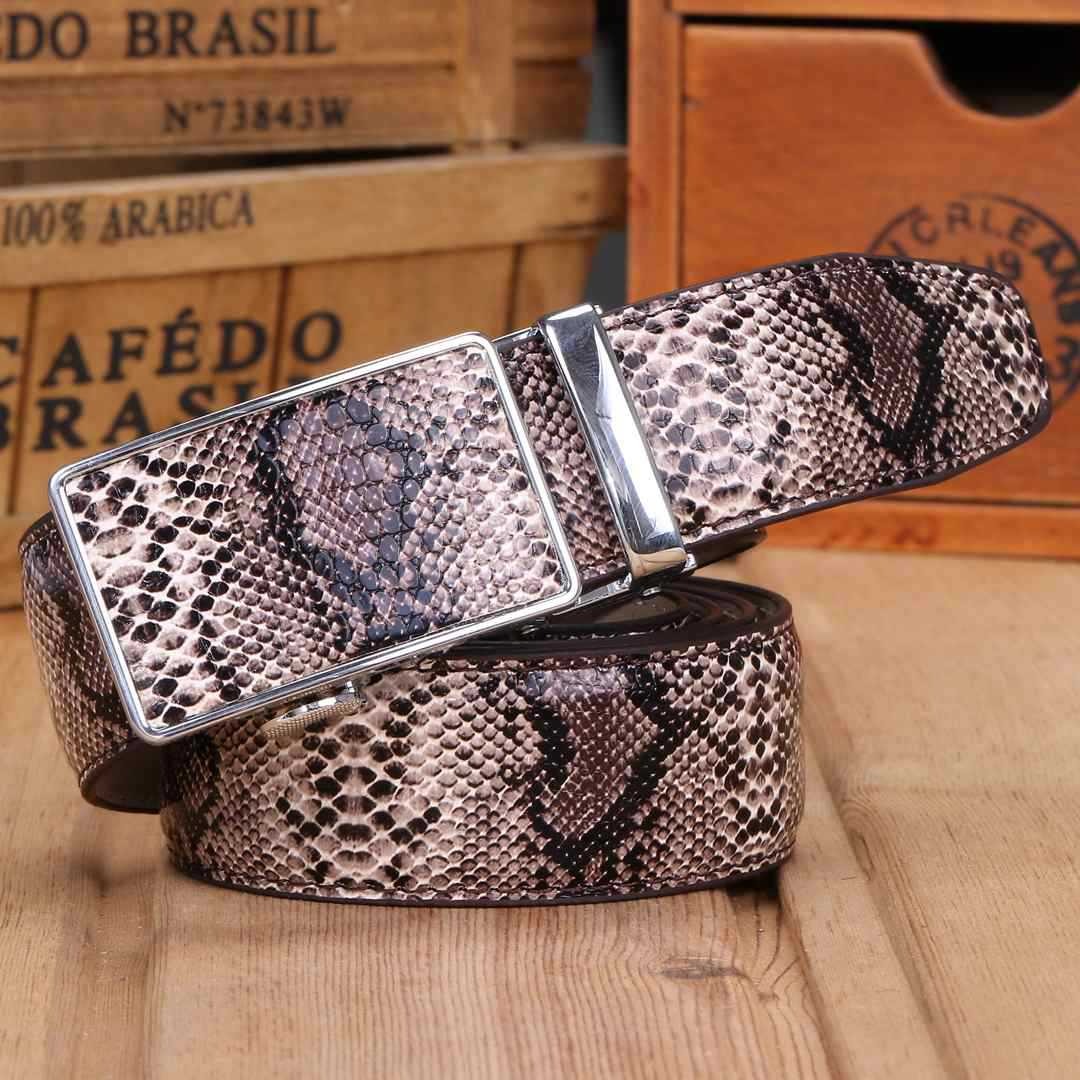 Genuine Leather Automatic Buckle Belt for Men