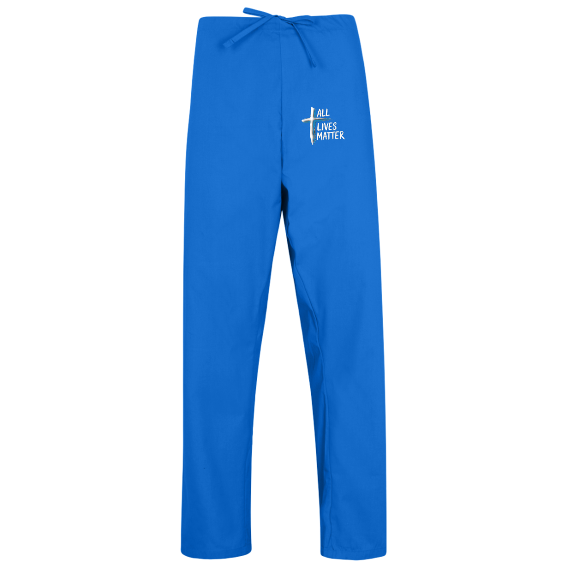 Outspoken Designs 04-02 "All Lives Matter" Designer Harriton Unisex Scrub Pants (True Royal/Dark Navy)