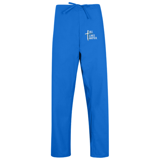 Outspoken Designs 04-02 "All Lives Matter" Designer Harriton Unisex Scrub Pants (True Royal/Dark Navy)