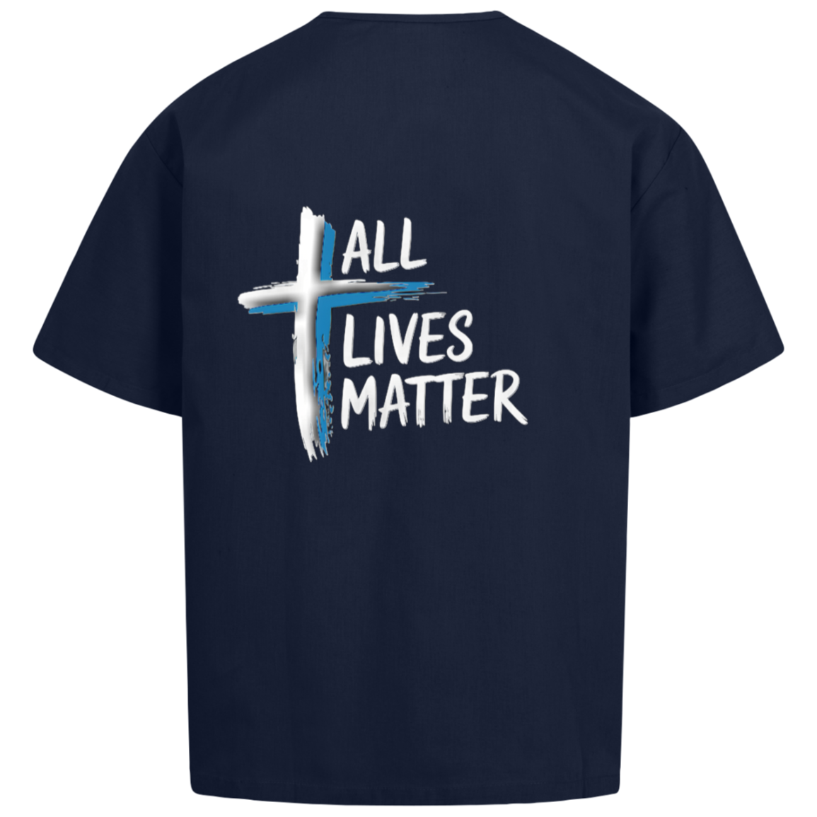 Outspoken Designs 04-02 "All Lives Matter" Designer Harriton Unisex Scrub T-shirt (True Royal/Dark Navy)