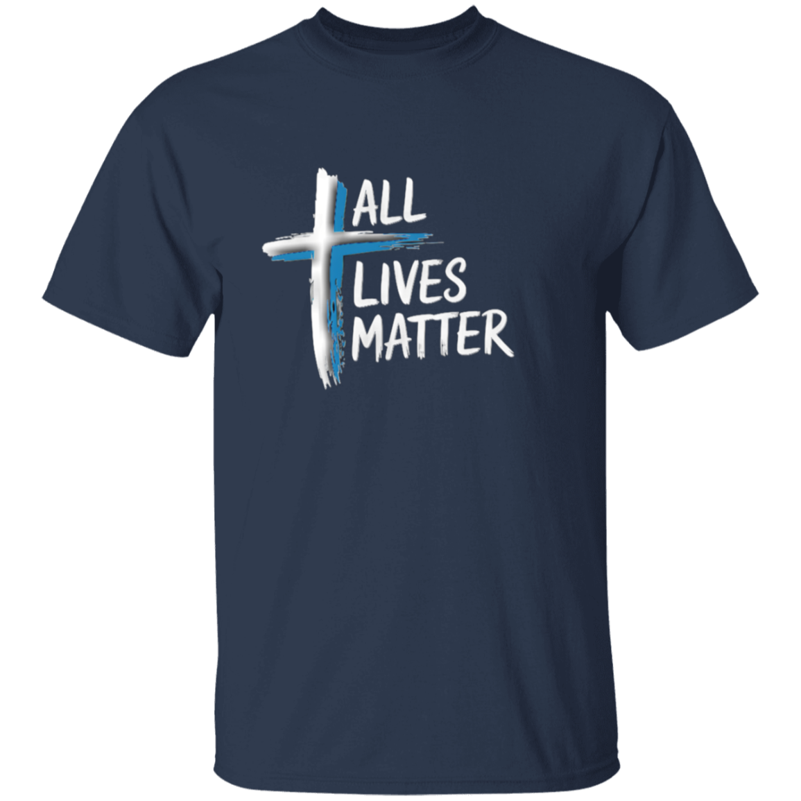 Outspoken Designs 04-02 "All Lives Matter" Men's Designer Cotton T-shirt (Navy/Sport Grey)