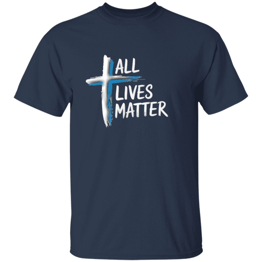 Outspoken Designs 04-02 "All Lives Matter" Men's Designer Cotton T-shirt (Navy/Sport Grey)