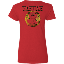 Cargar imagen en el visor de la galería, Yahuah Yahusha 04 Camiseta de algodón con cuello en V de diseñador para mujer (4 colores) 