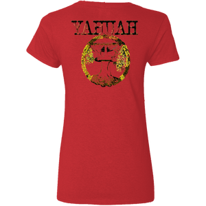 Yahuah Yahusha 04 Ladies Designer V-neck Cotton T-Shirt (4 Colors)