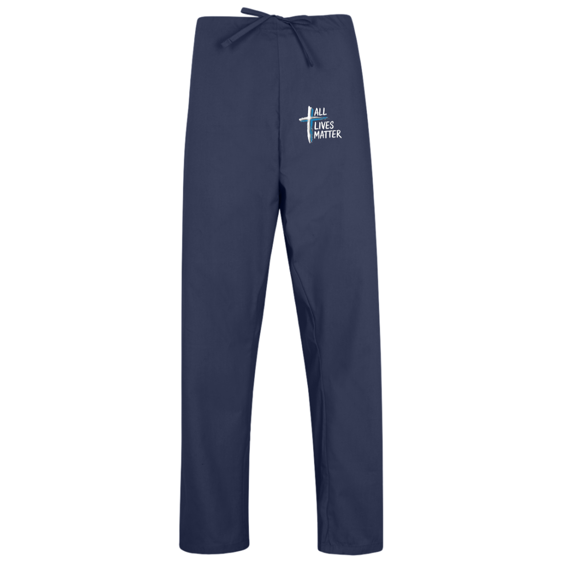 Outspoken Designs 04-02 "All Lives Matter" Designer Harriton Unisex Scrub Pants (True Royal/Dark Navy)