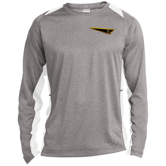 BREWZ 01-01 Men's Designer Long Sleeve Heather Colorblock Performance T-shirt (9 colors)