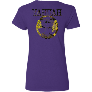 Yahuah Yahusha 04 Ladies Designer V-neck Cotton T-Shirt (4 Colors)