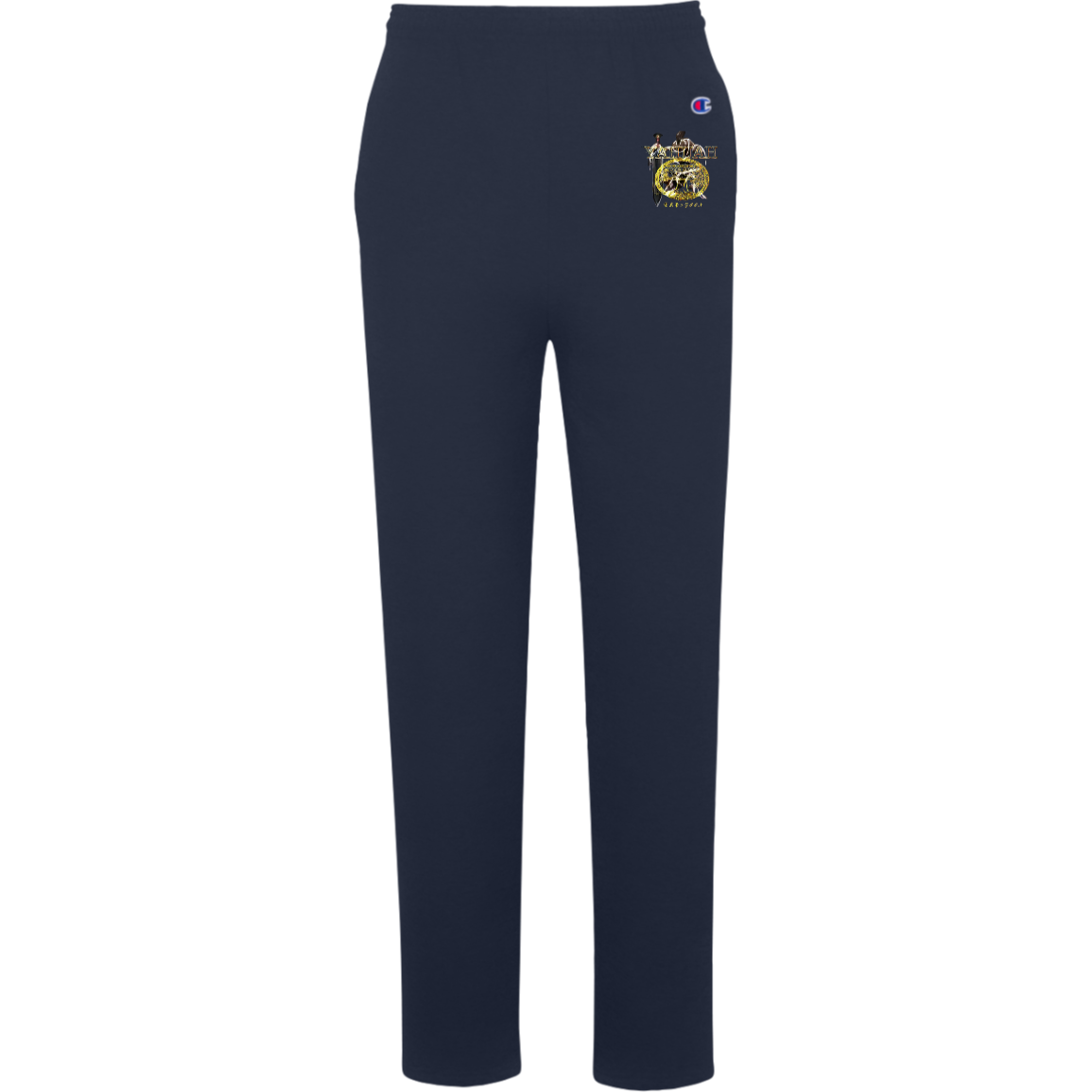 Yahuah-Name Above All Names 03-01 Royal Designer Champion® Men's Fleece Open Bottom Joggers (Black/Navy)