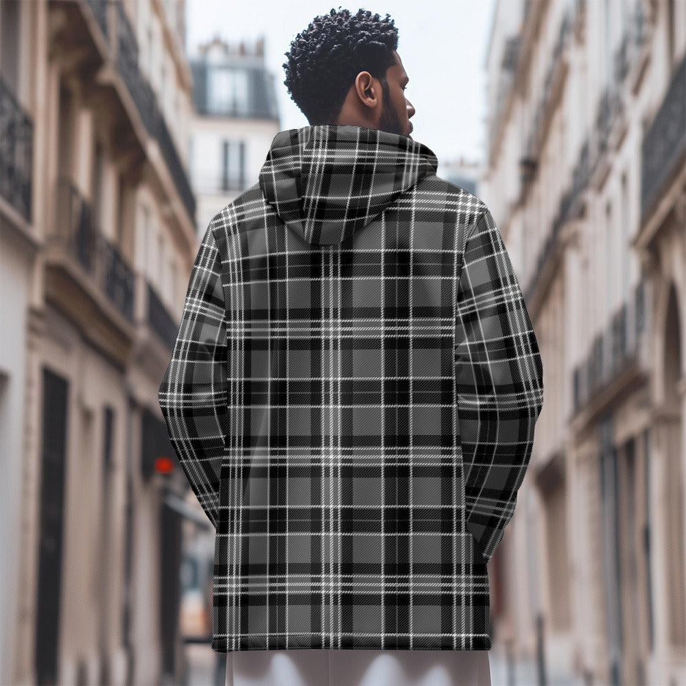 Plaid Print Flax Lined Full Zip Hoodie