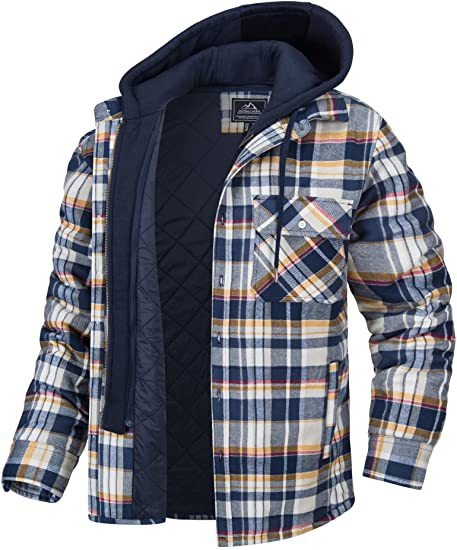 Heavy Cotton Plaid Print Male Zip Trucker Jacket (6 colors)