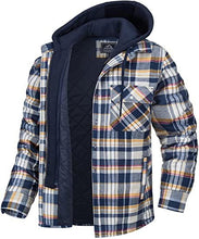 Load image into Gallery viewer, Heavy Cotton Plaid Print Full Zip Male Hoodie (6 colors)