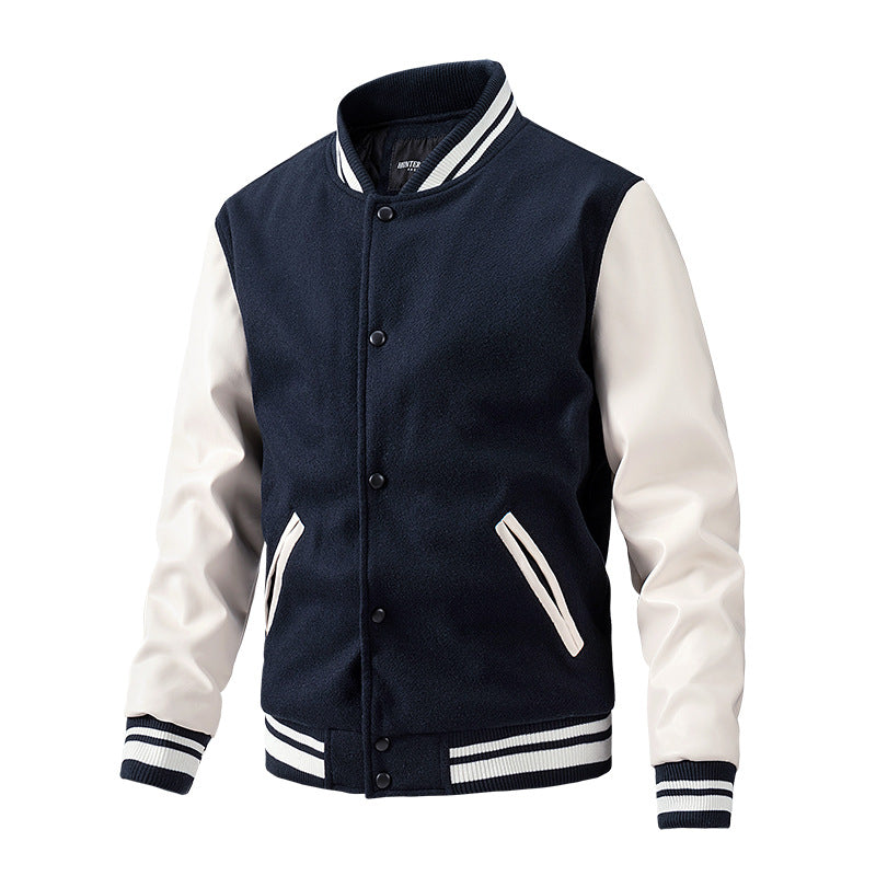 Solid Cotton Varsity Jacket (5 colors)