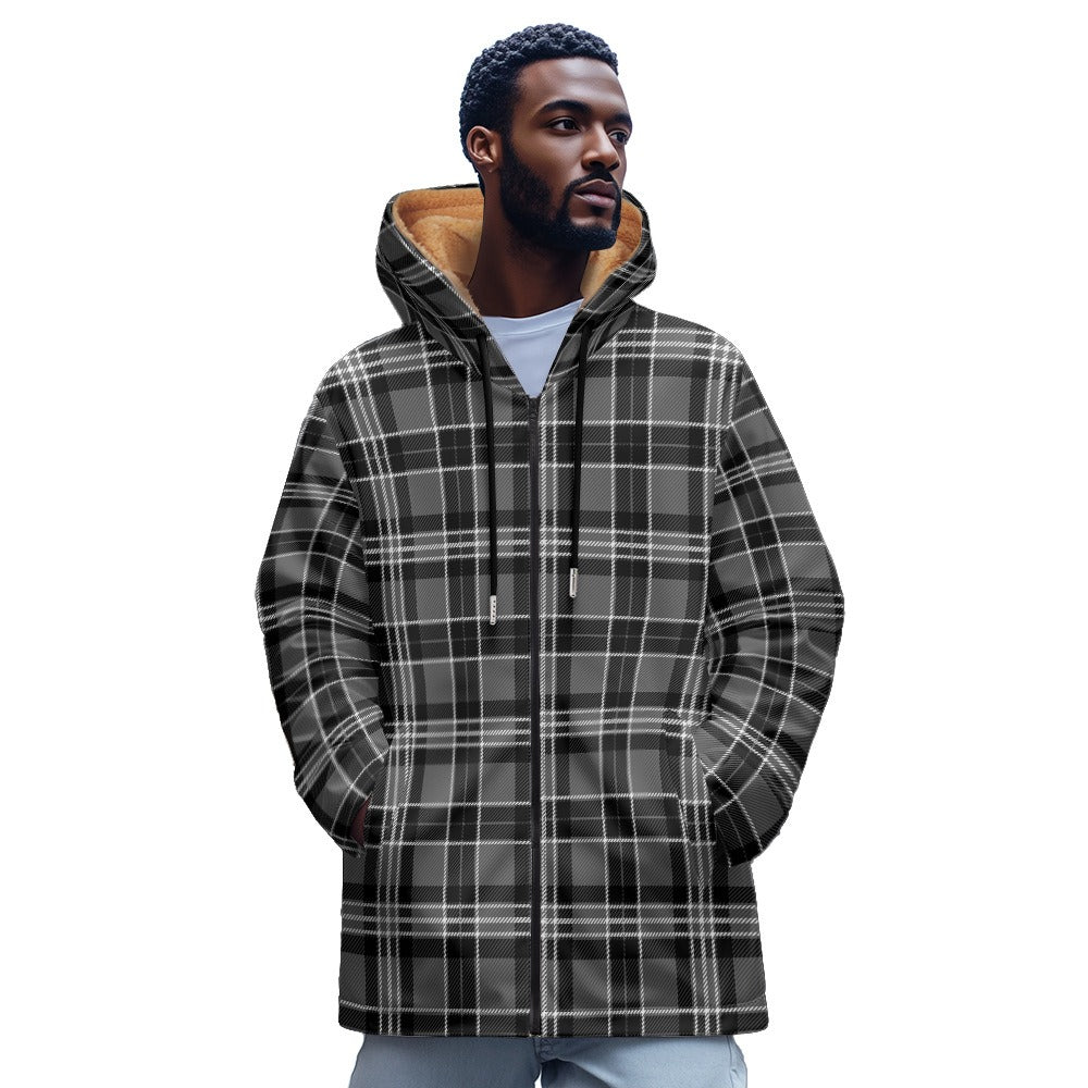 Plaid Print Flax Lined Full Zip Hoodie