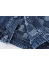 Cargar imagen en el visor de la galería, Vintage Patchwork Checker Denim Jacket for Women