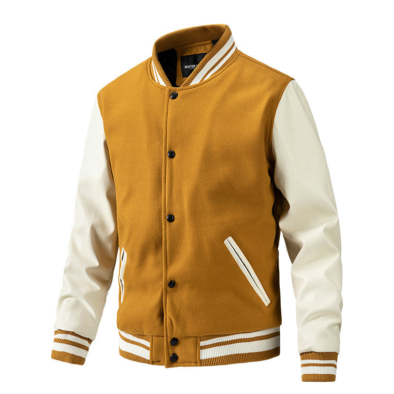 Solid Cotton Varsity Jacket (5 colors)